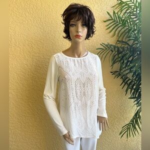 Karen Kane cream velvet front tunic top
